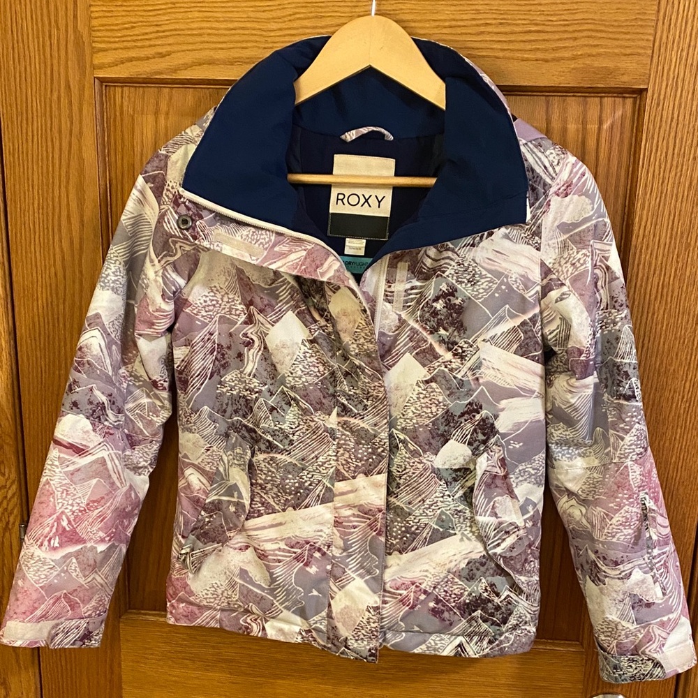 Roxy Jetty Snowboard/Ski Jacket Youth Girls Pink Purple Hooded Size 10